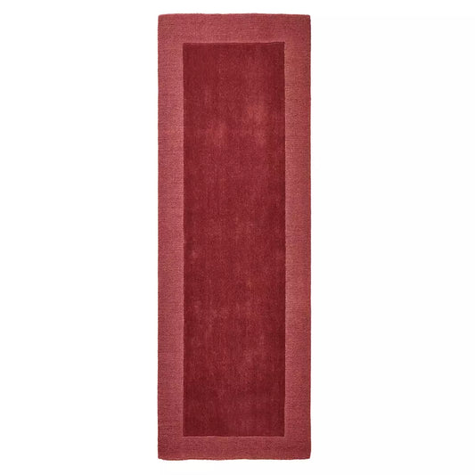 Habitat Simple Border Burgundy Wool Cut Pile Runner-66x200cm