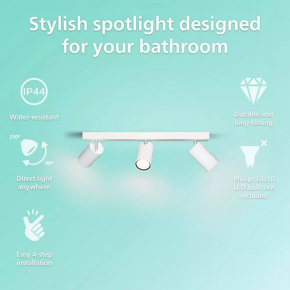 Philips Idris Metal 3 Light 5W Spotlight - White