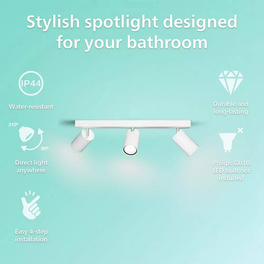 Philips Idris Metal 3 Light 5W Spotlight - White