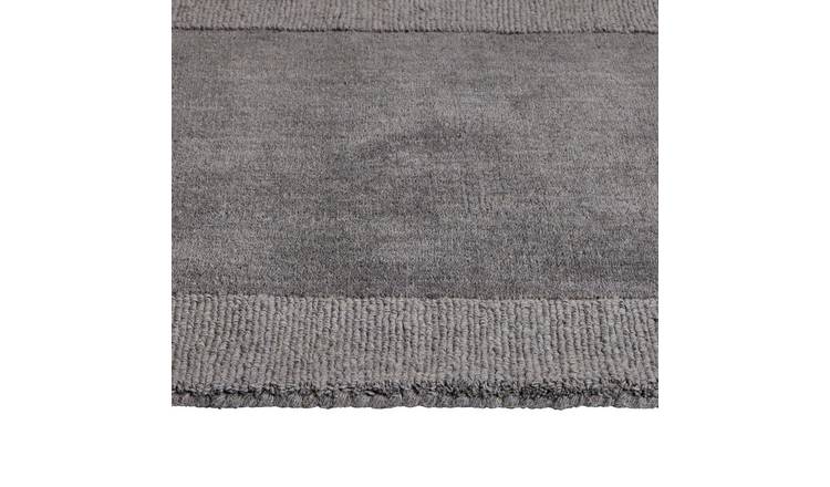 Habitat Simple Border Grey Wool Cut Pile Runner - 66x200cm