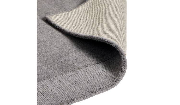 Habitat Simple Border Grey Wool Cut Pile Runner - 66x200cm