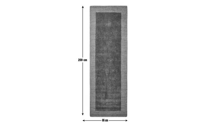 Habitat Simple Border Grey Wool Cut Pile Runner - 66x200cm