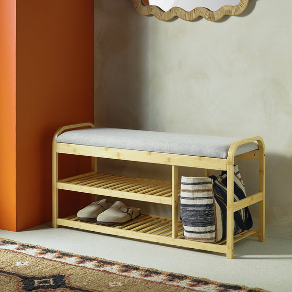 Habitat Apia 2 Shelves Shoe Bench - Natural