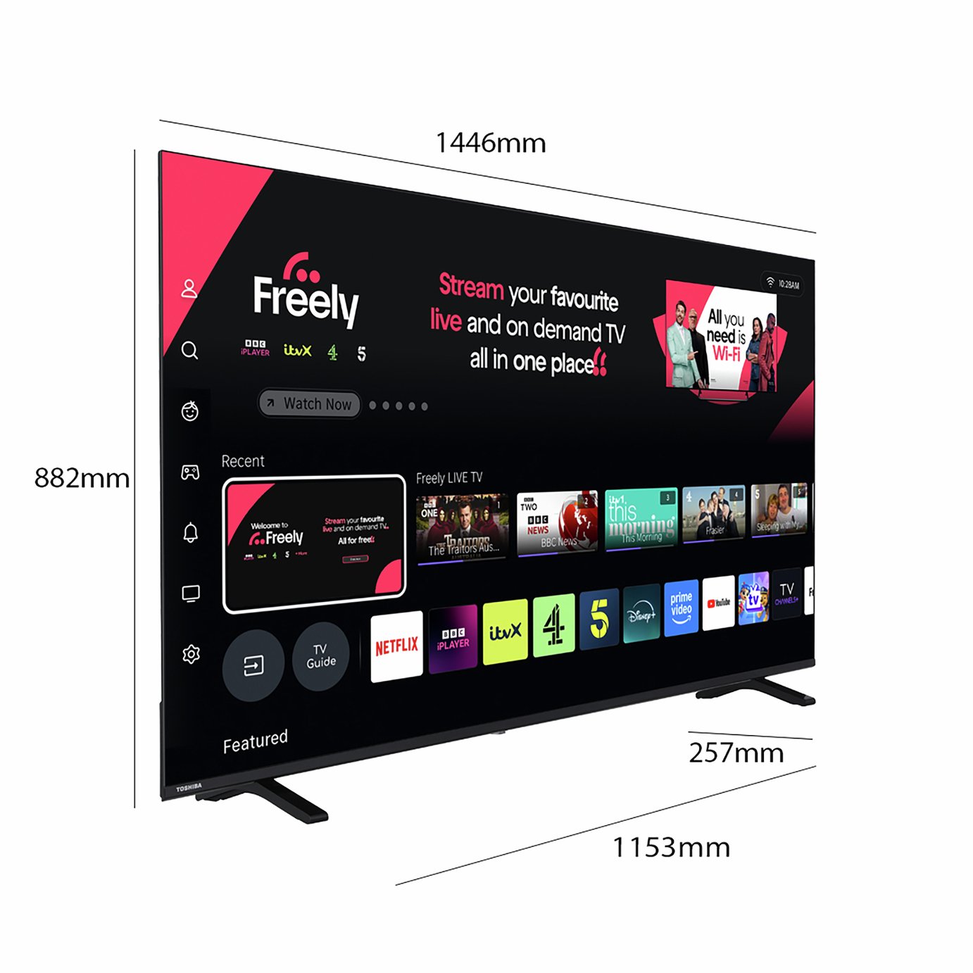 Toshiba 65Inch 65QV1563DB Smart 4K UHD HDR QLED Freely TV