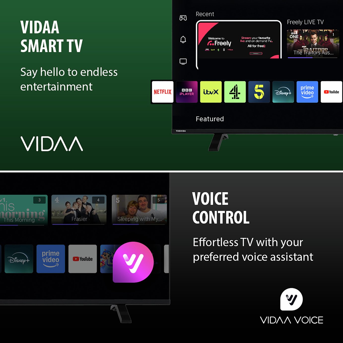 Toshiba 65Inch 65QV1563DB Smart 4K UHD HDR QLED Freely TV