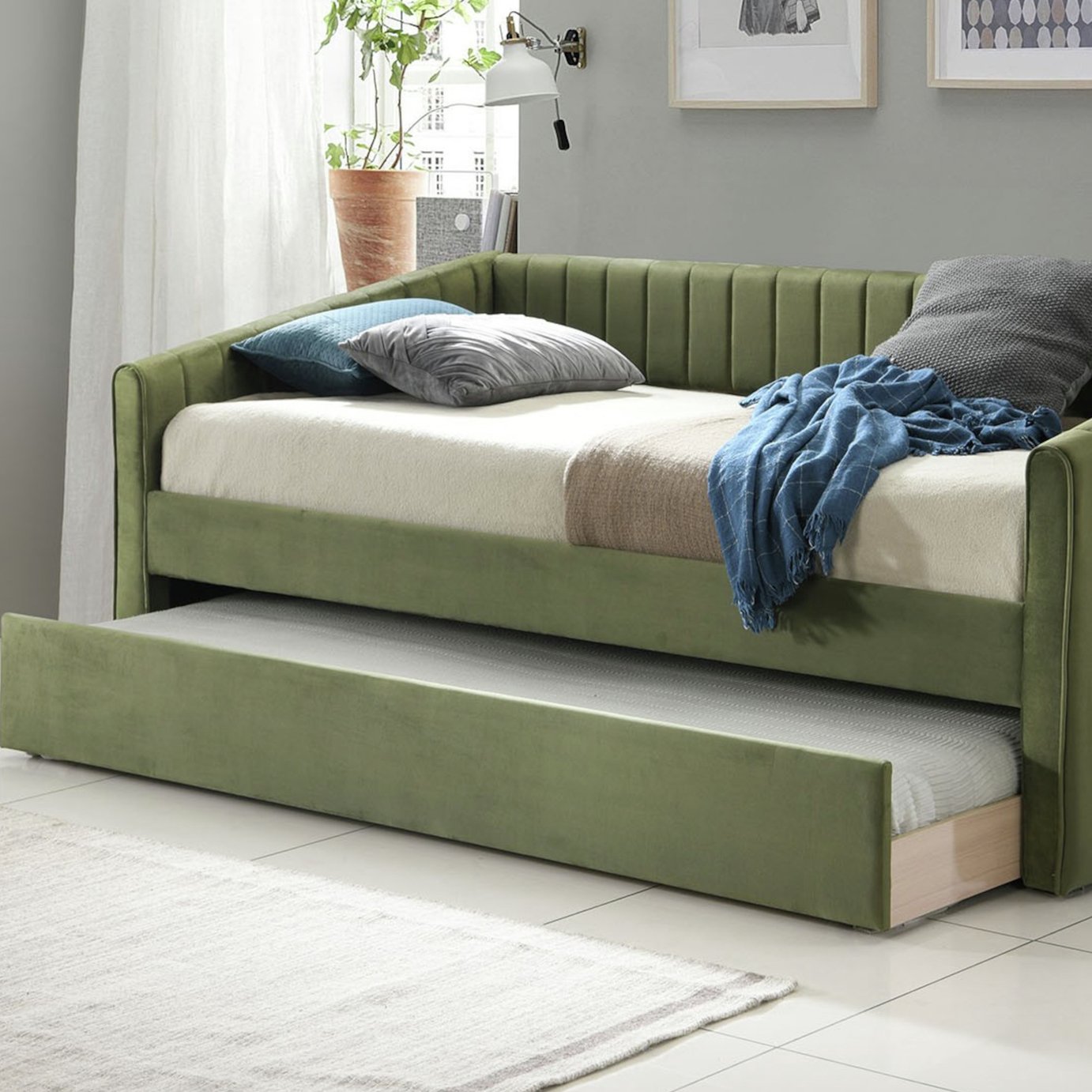 Time4Sleep Sanderson Single Guest Bed with Trundle - Green