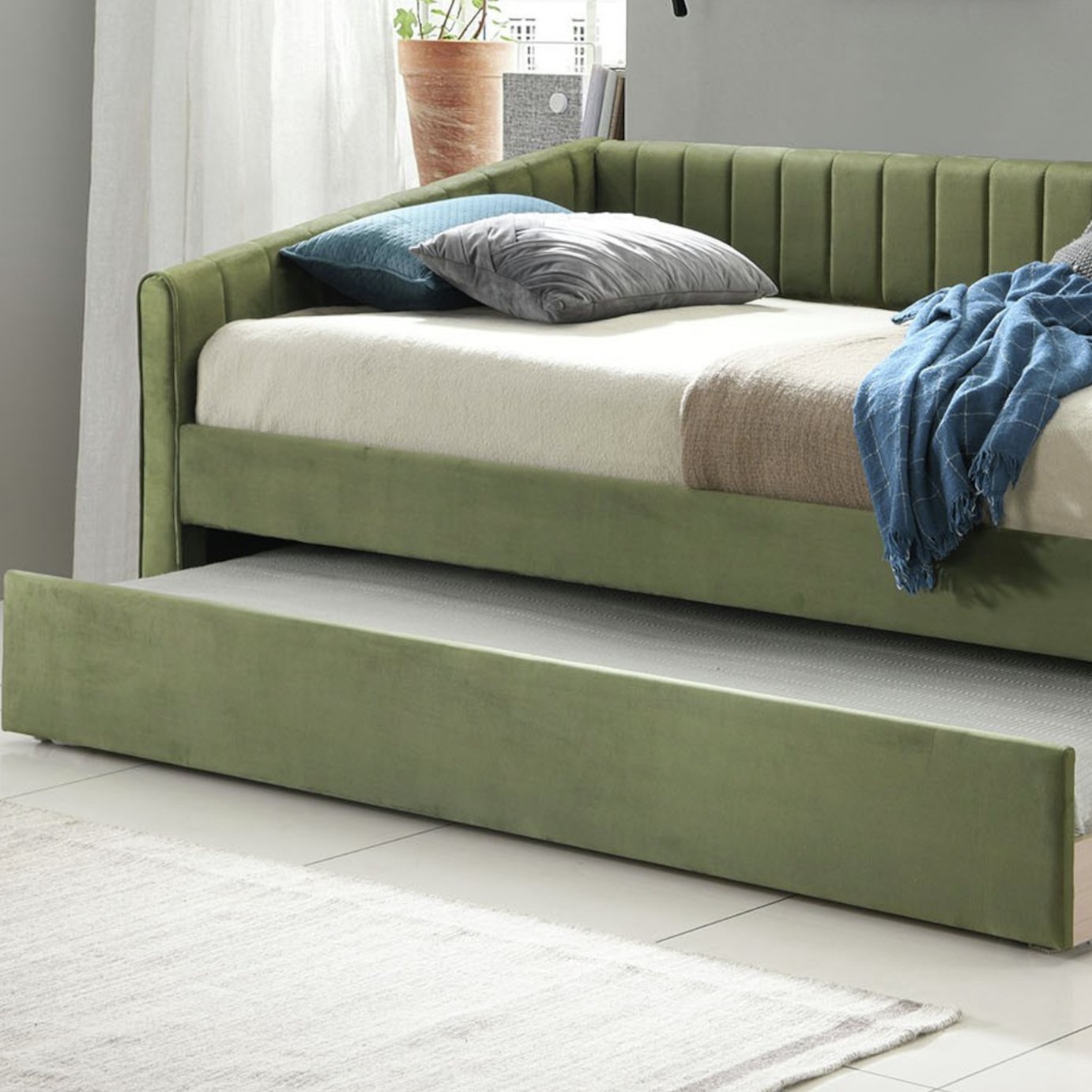 Time4Sleep Sanderson Single Guest Bed with Trundle - Green