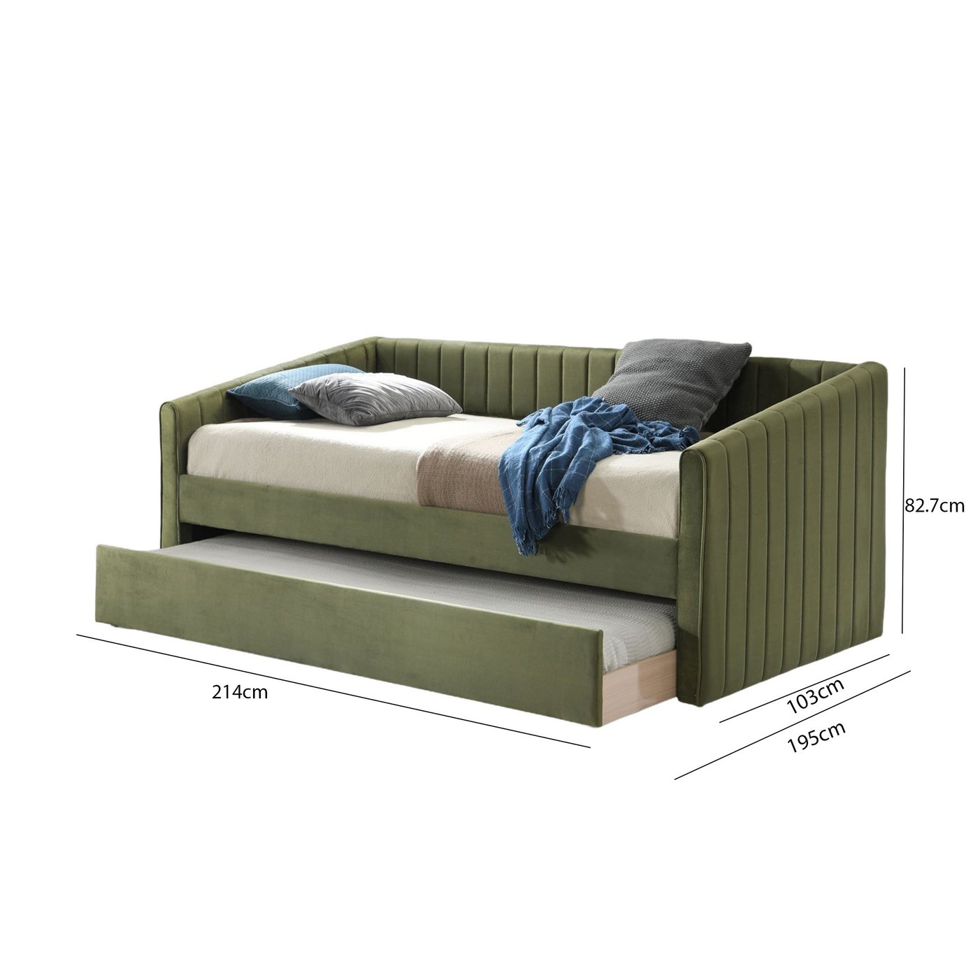 Time4Sleep Sanderson Single Guest Bed with Trundle - Green