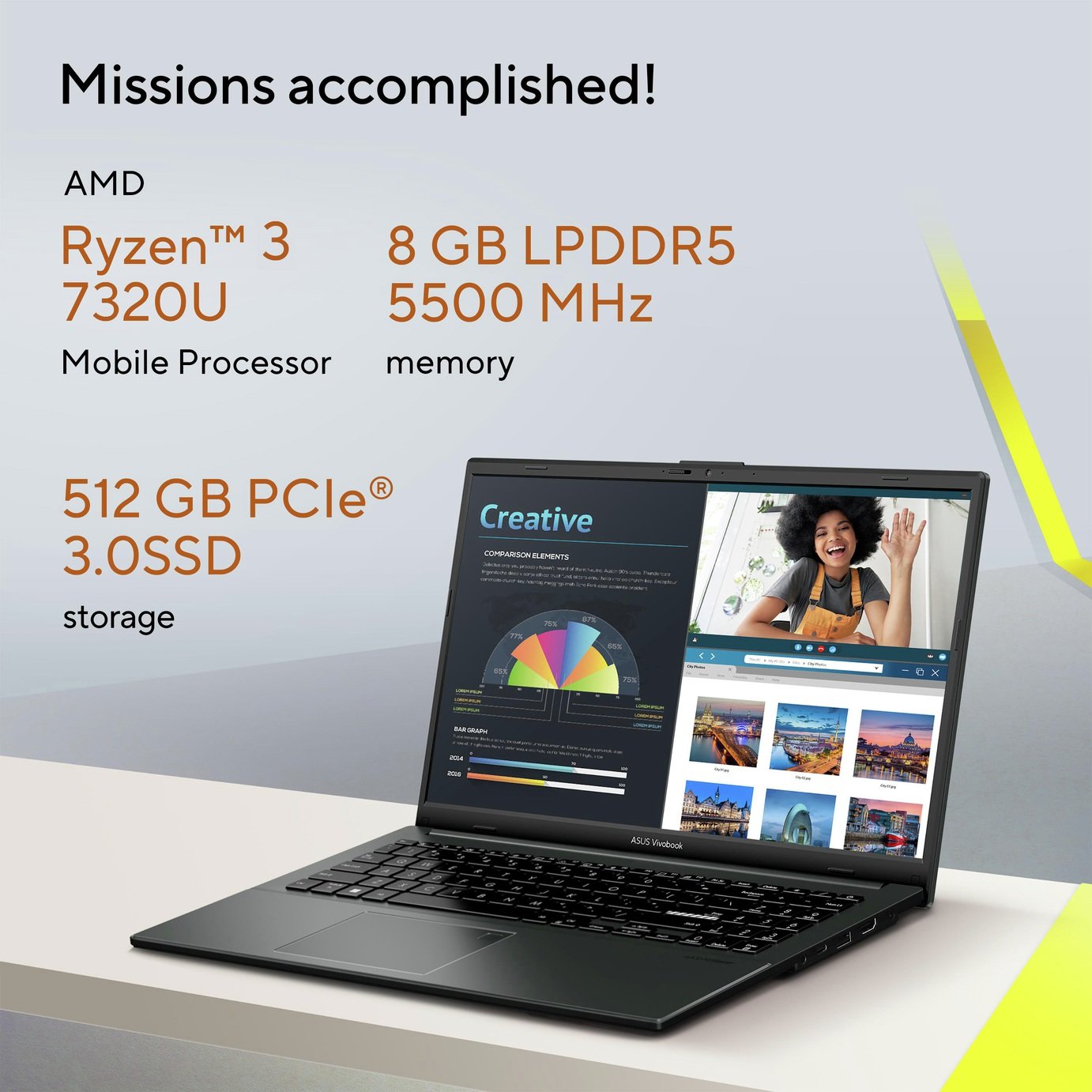 ASUS Vivobook Go 15 15.6in R3 8GB 512GB Laptop- Silver