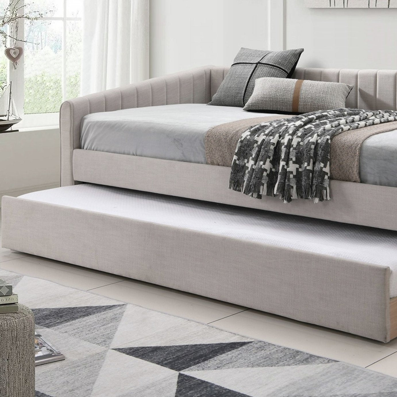 Time4Sleep Sanderson Single Guest Bed with Trundle - Beige