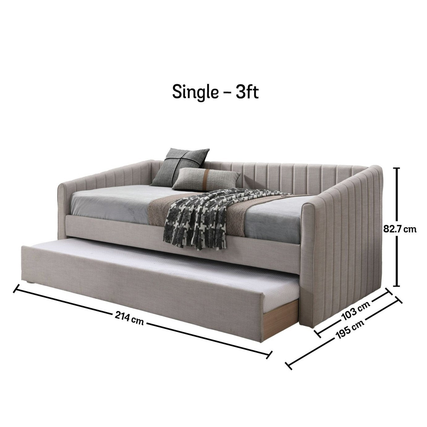 Time4Sleep Sanderson Single Guest Bed with Trundle - Beige