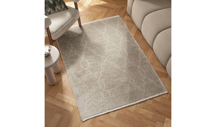 Habitat Luxe Chenille Neutral Flatweave Rug - 120x170cm