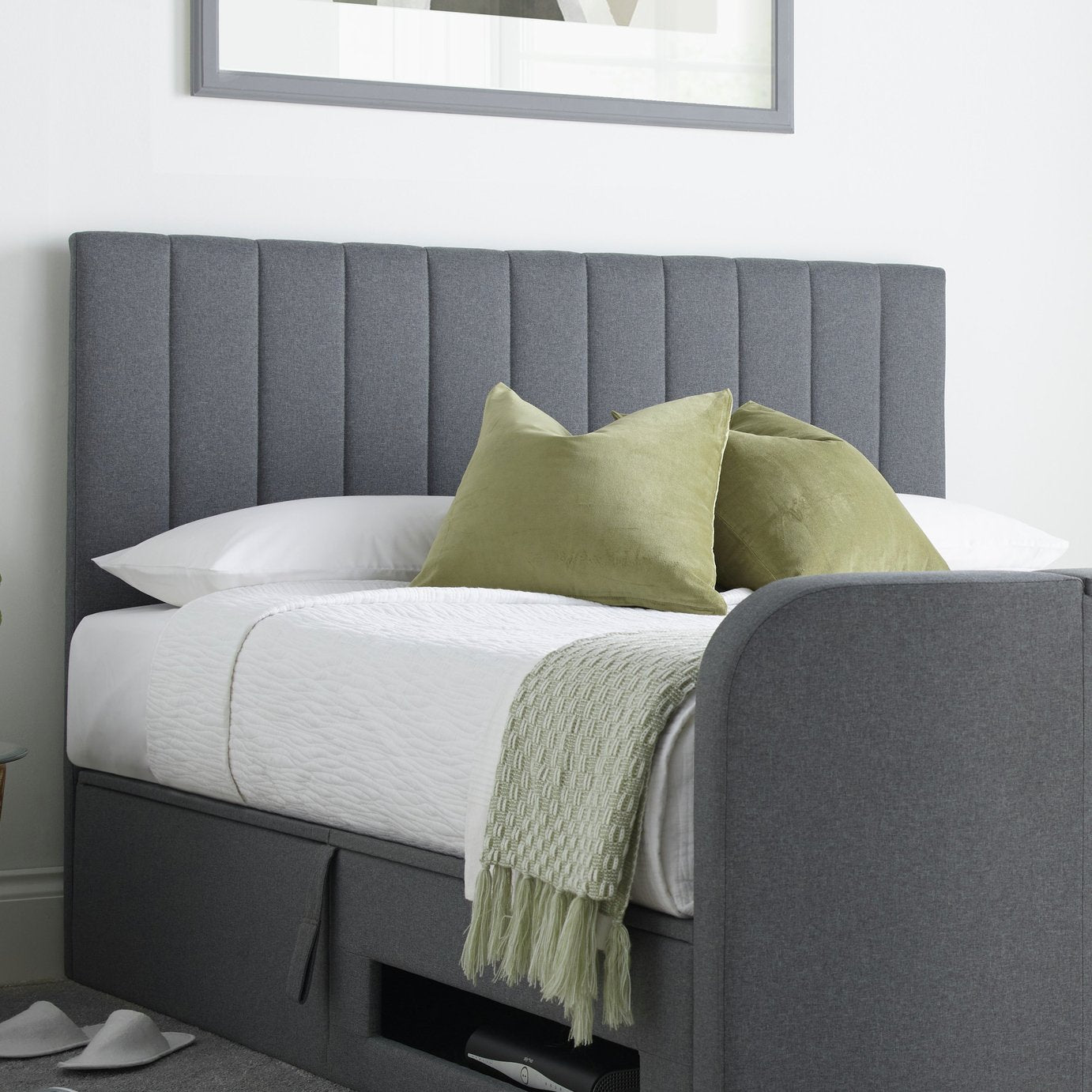 Time4Sleep Onelife Kingsize Side Lift Ottoman TV Bed - Grey