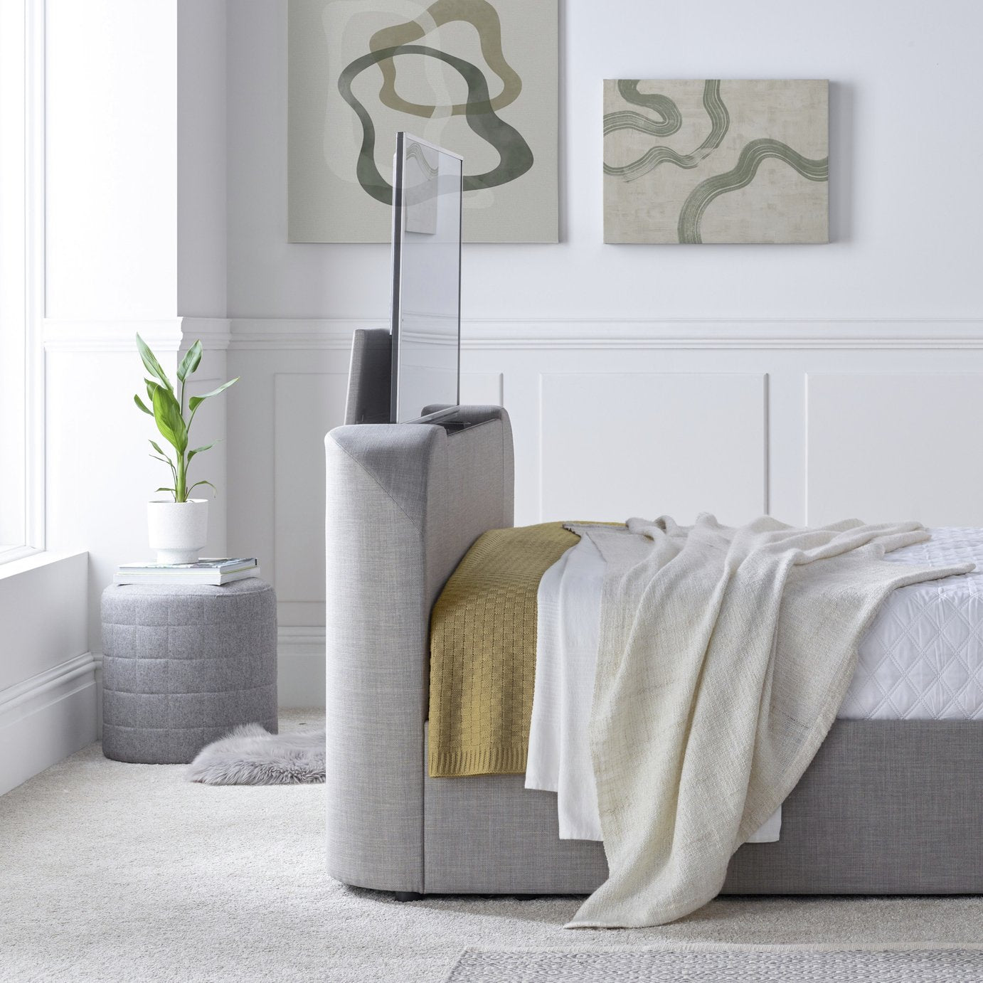 Time4Sleep Lucille Kingsize TV Bed Frame - Grey