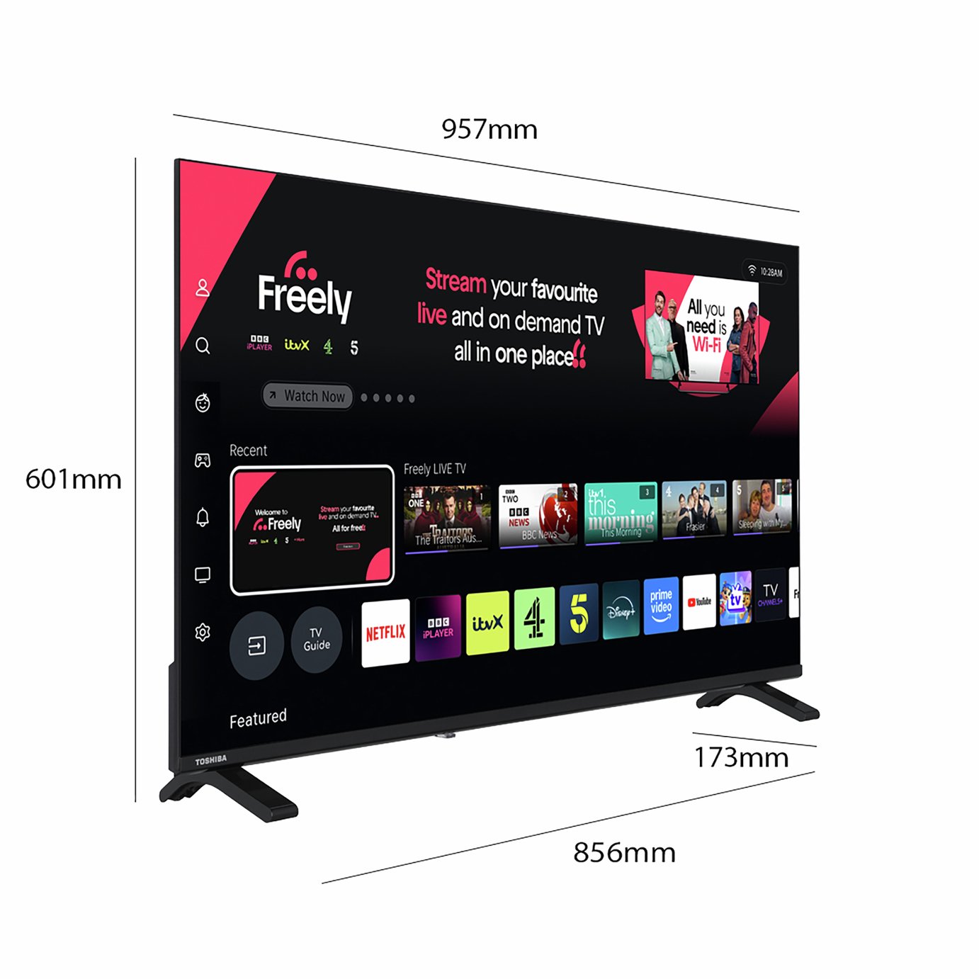 Toshiba 43 Inch 43QV1563DB 4K Ultra HD HDR QLED Freely TV