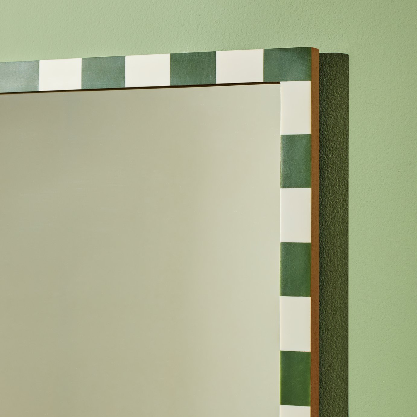 Habitat Striped Green Resin Square Wall Mirror - 51x51cm