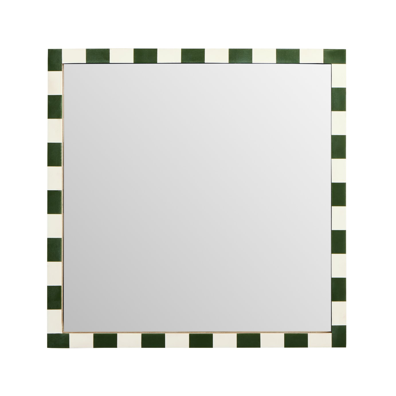 Habitat Striped Green Resin Square Wall Mirror - 51x51cm