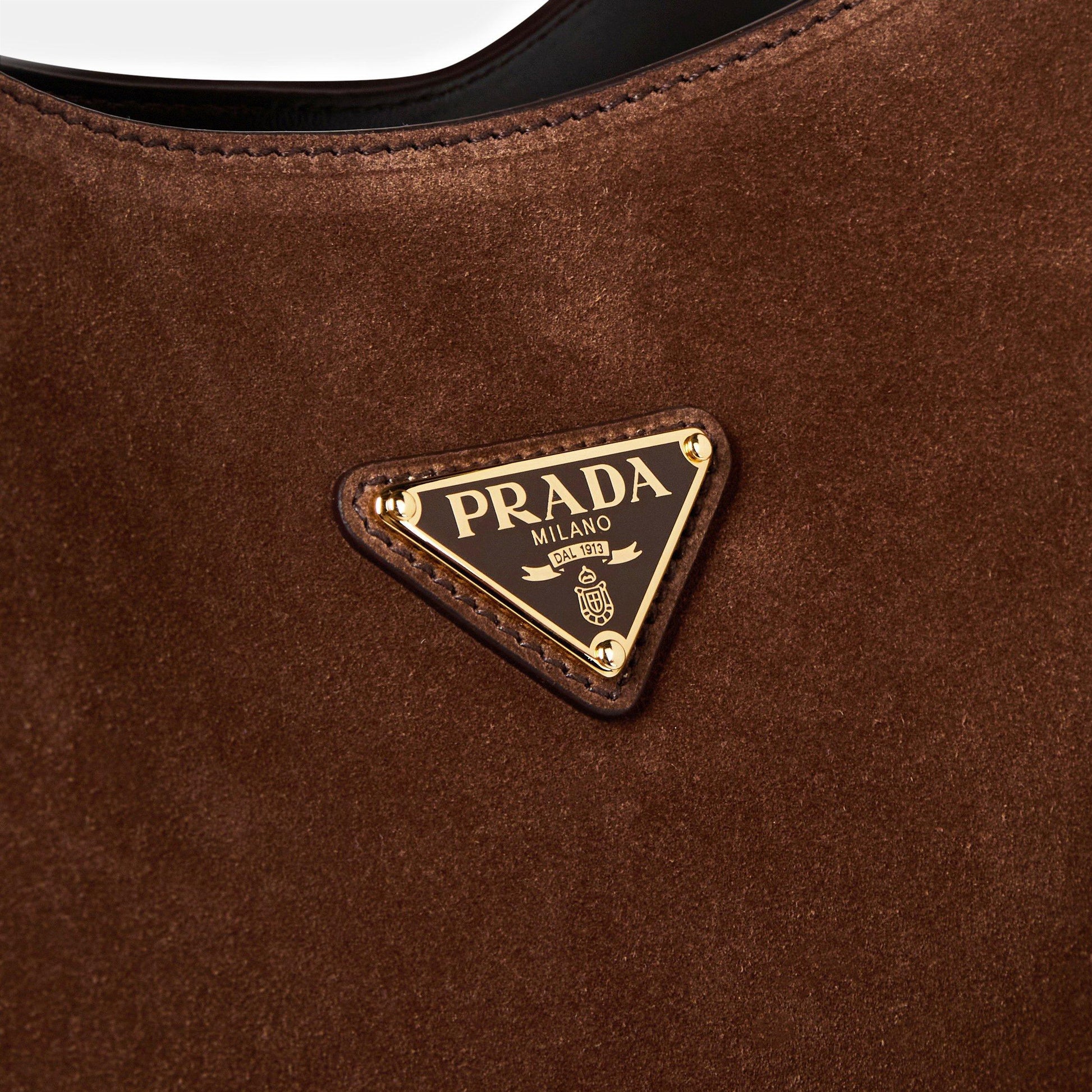Prada Logo Large Suede Shoulder Tote Bag