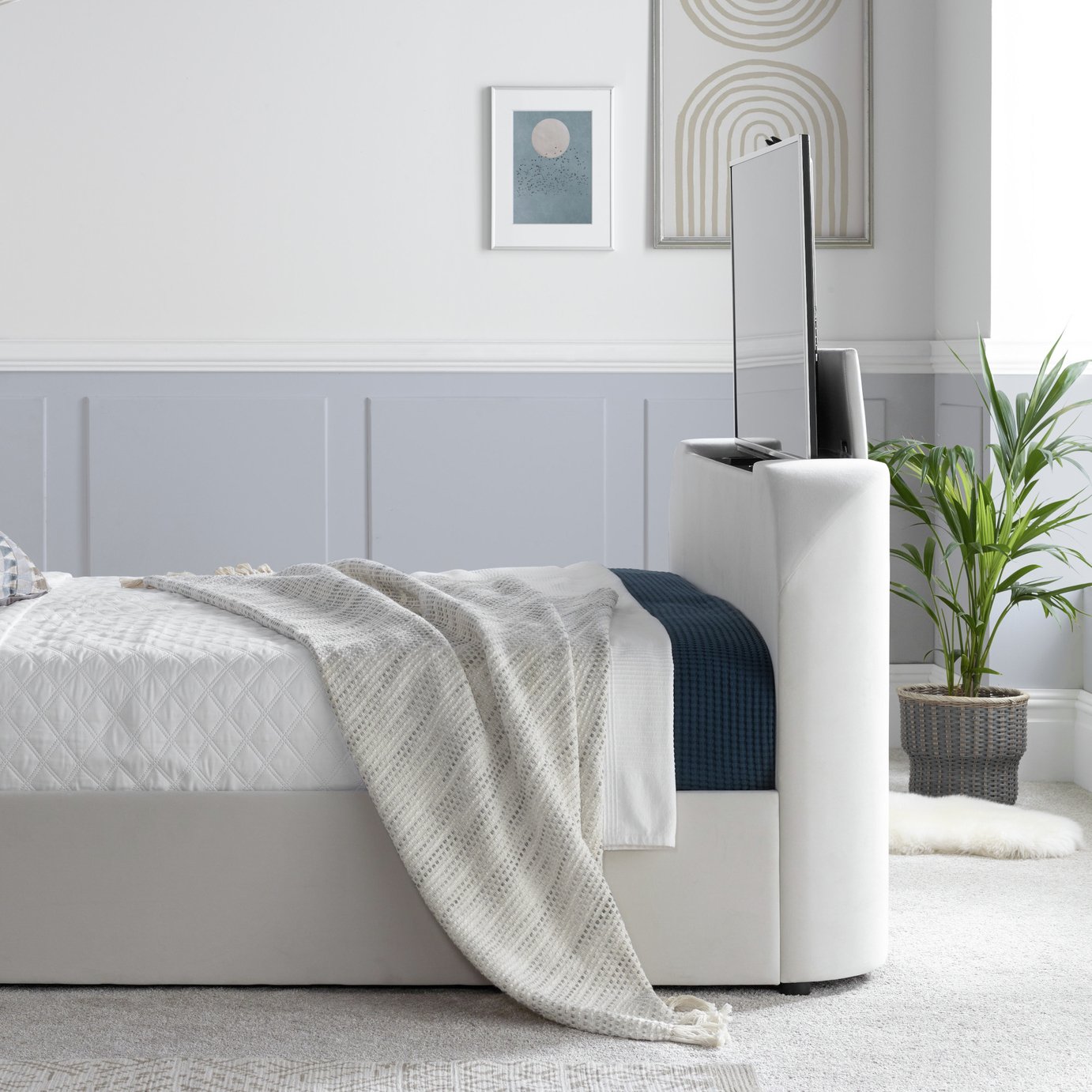 Time4Sleep Lucille Double TV Bed Frame - Grey