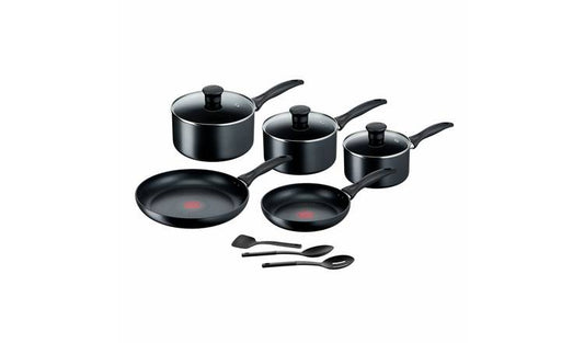 Tefal 8 Piece Aluminium Pan Set - Black