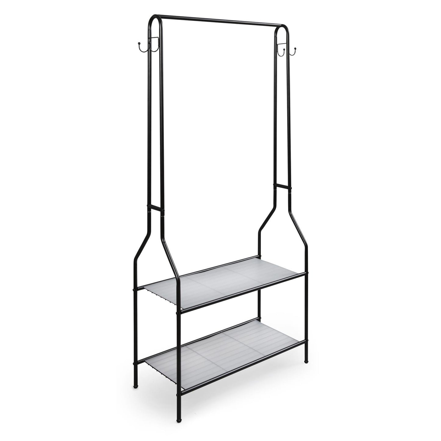 House of Home Black Clothes Stand with Two Shelves