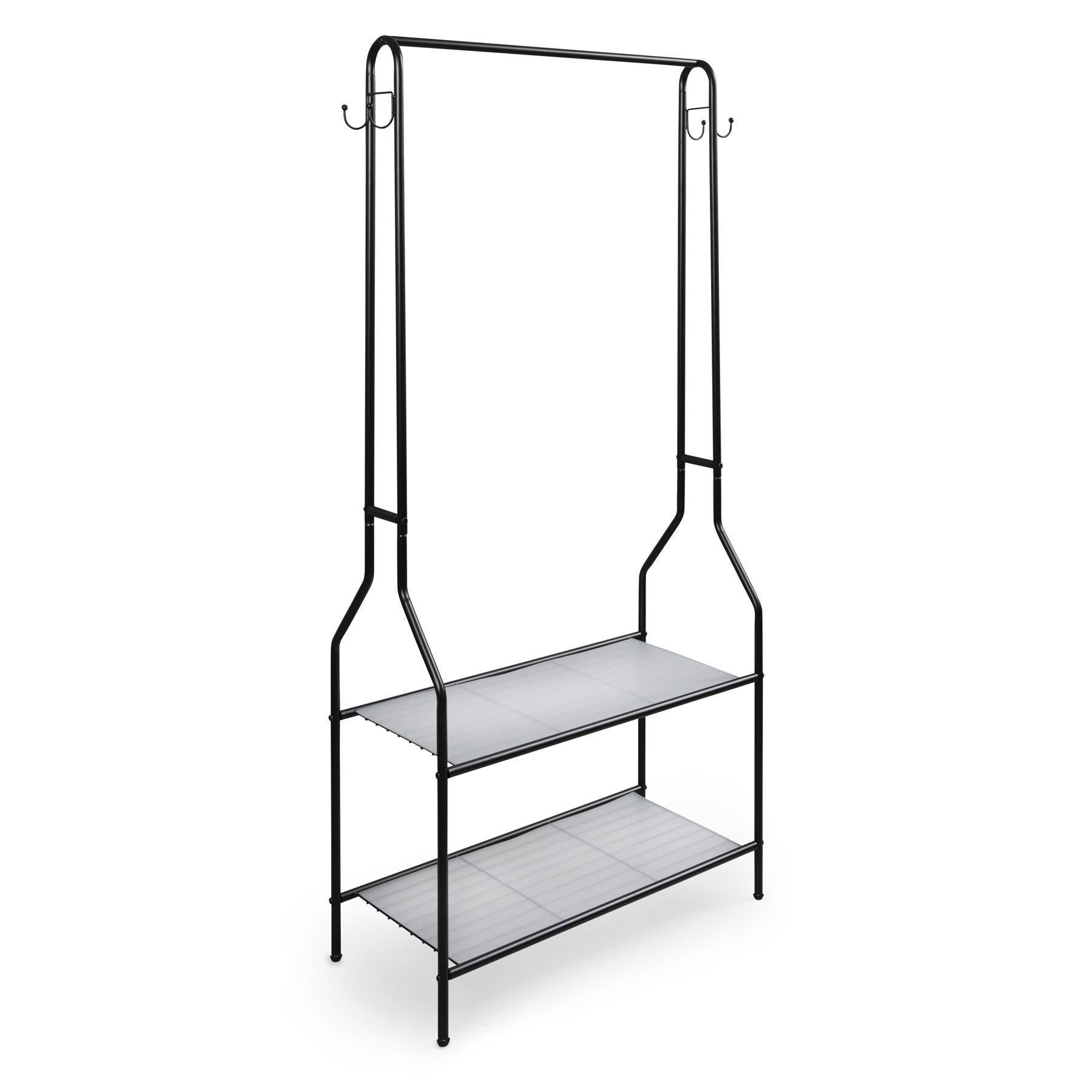 House of Home Black Clothes Stand with Two Shelves