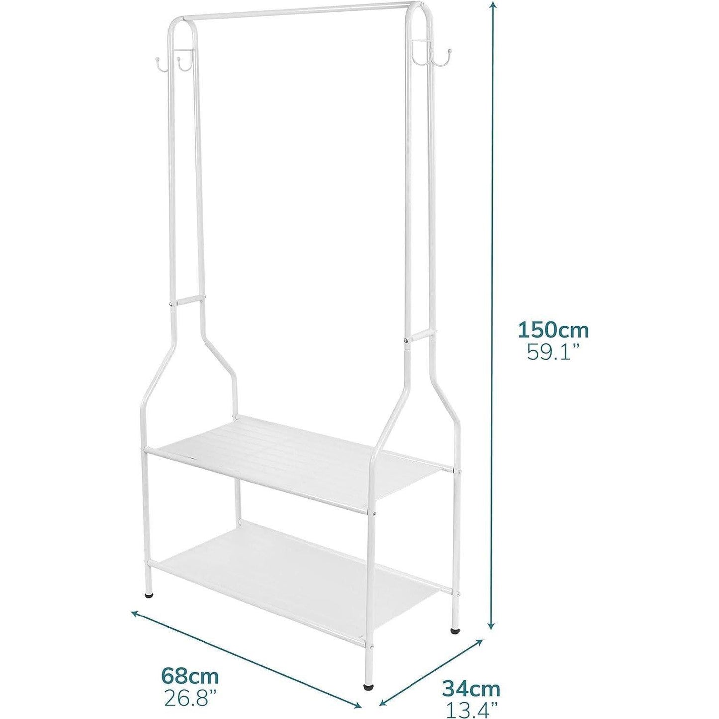 House of Home Black Clothes Stand with Two Shelves