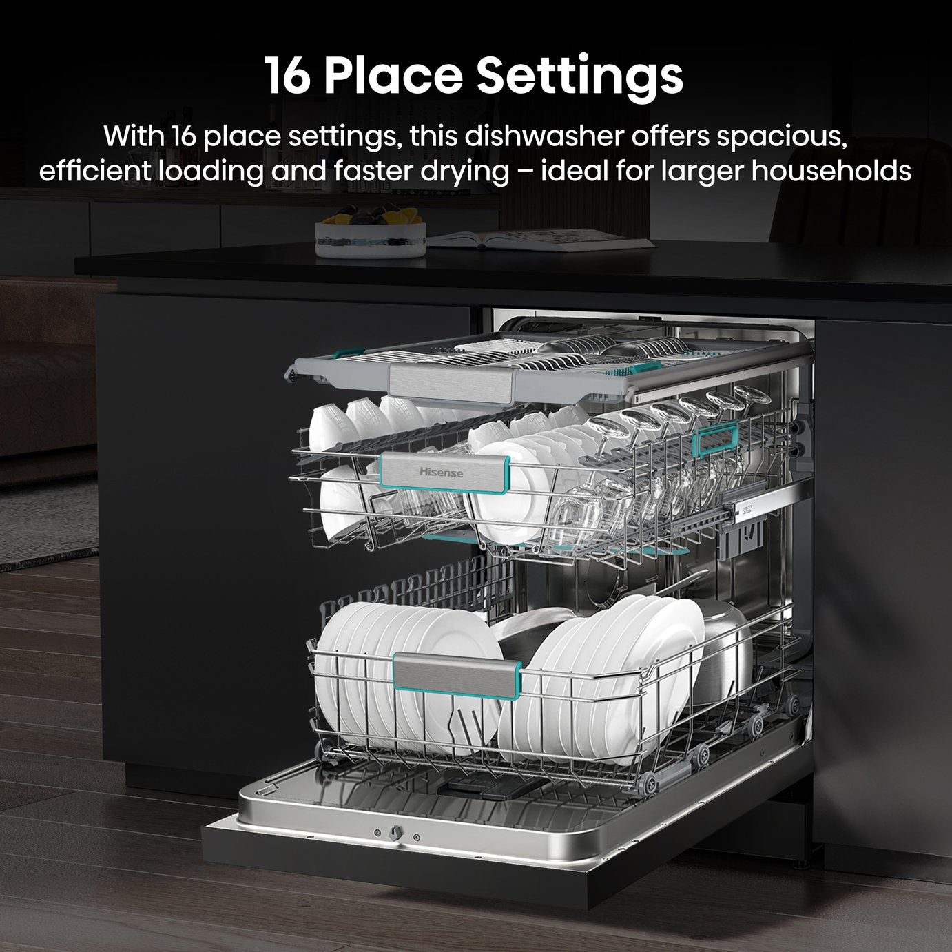 Hisense HS673A90BXUK Full Size Dishwasher - Black