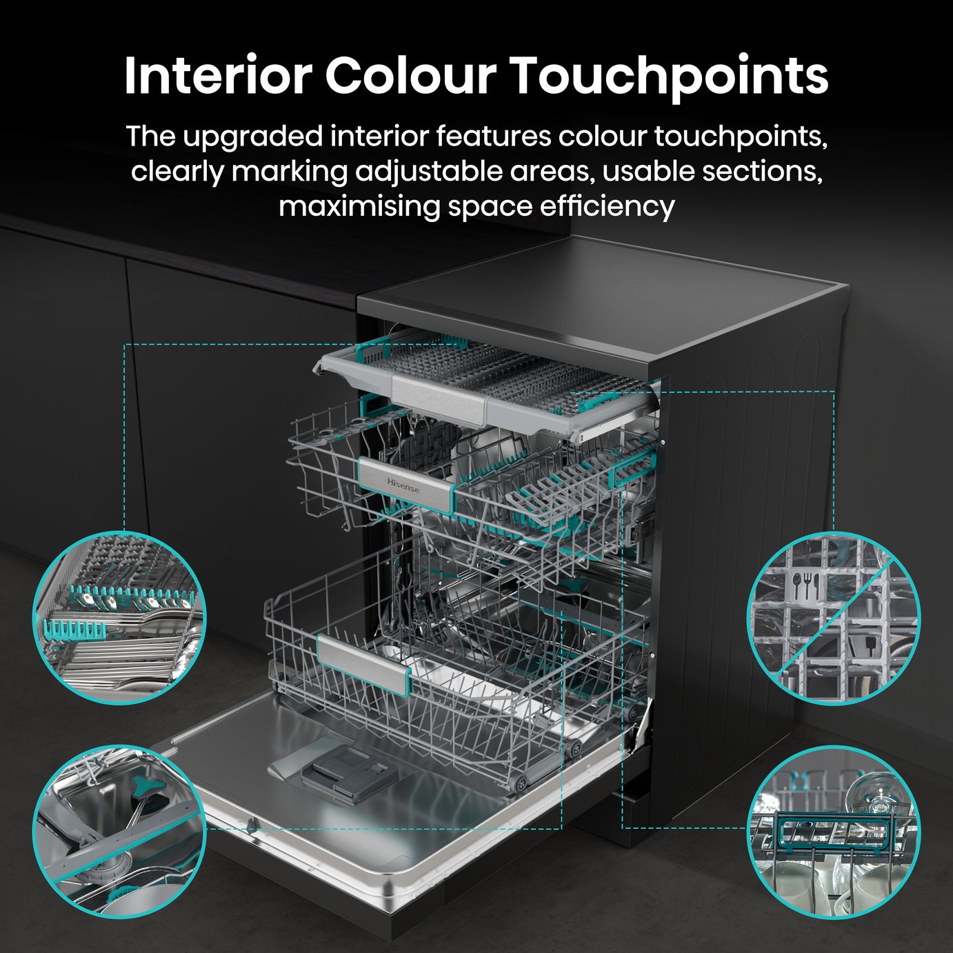 Hisense HS673A90BXUK Full Size Dishwasher - Black