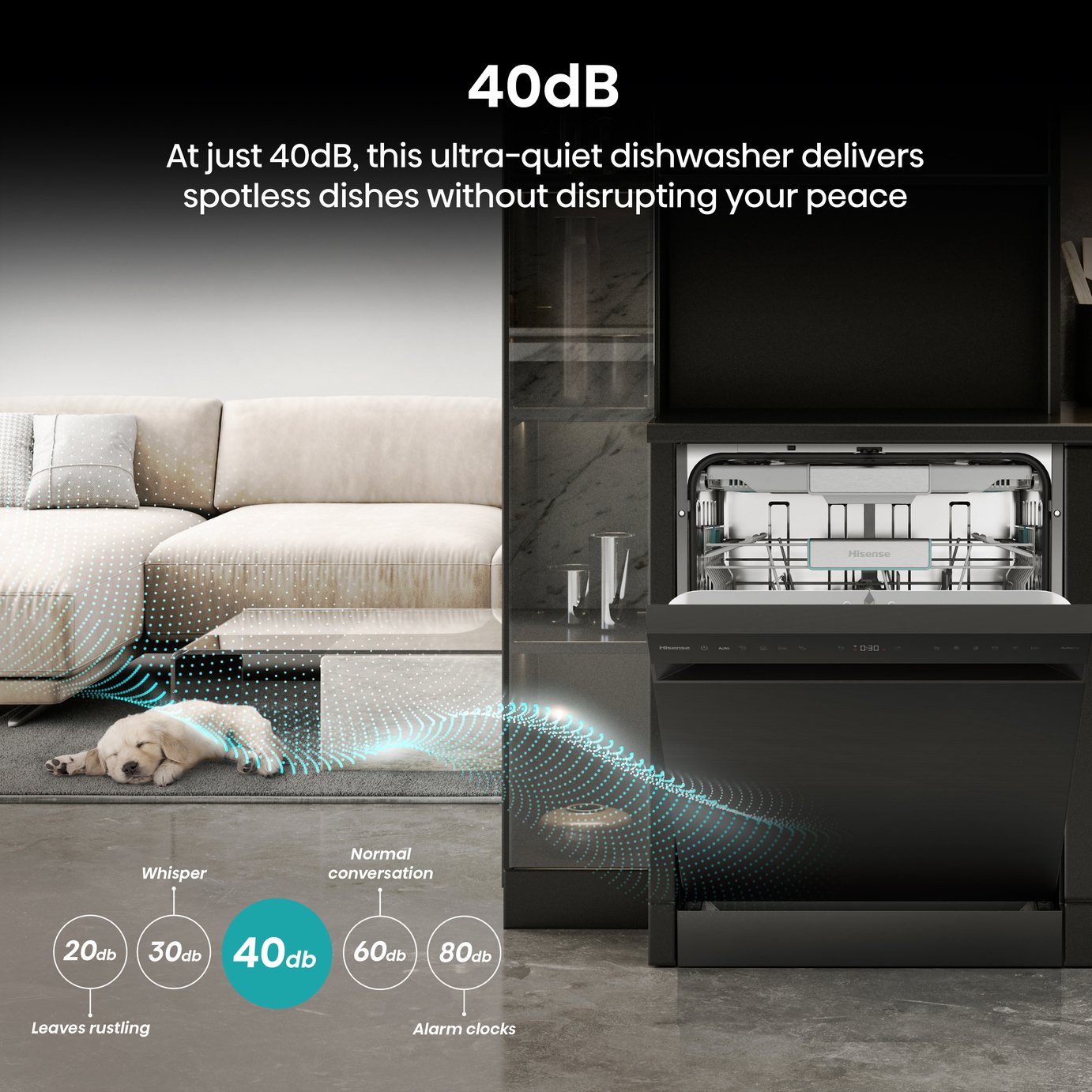 Hisense HS673A90BXUK Full Size Dishwasher - Black