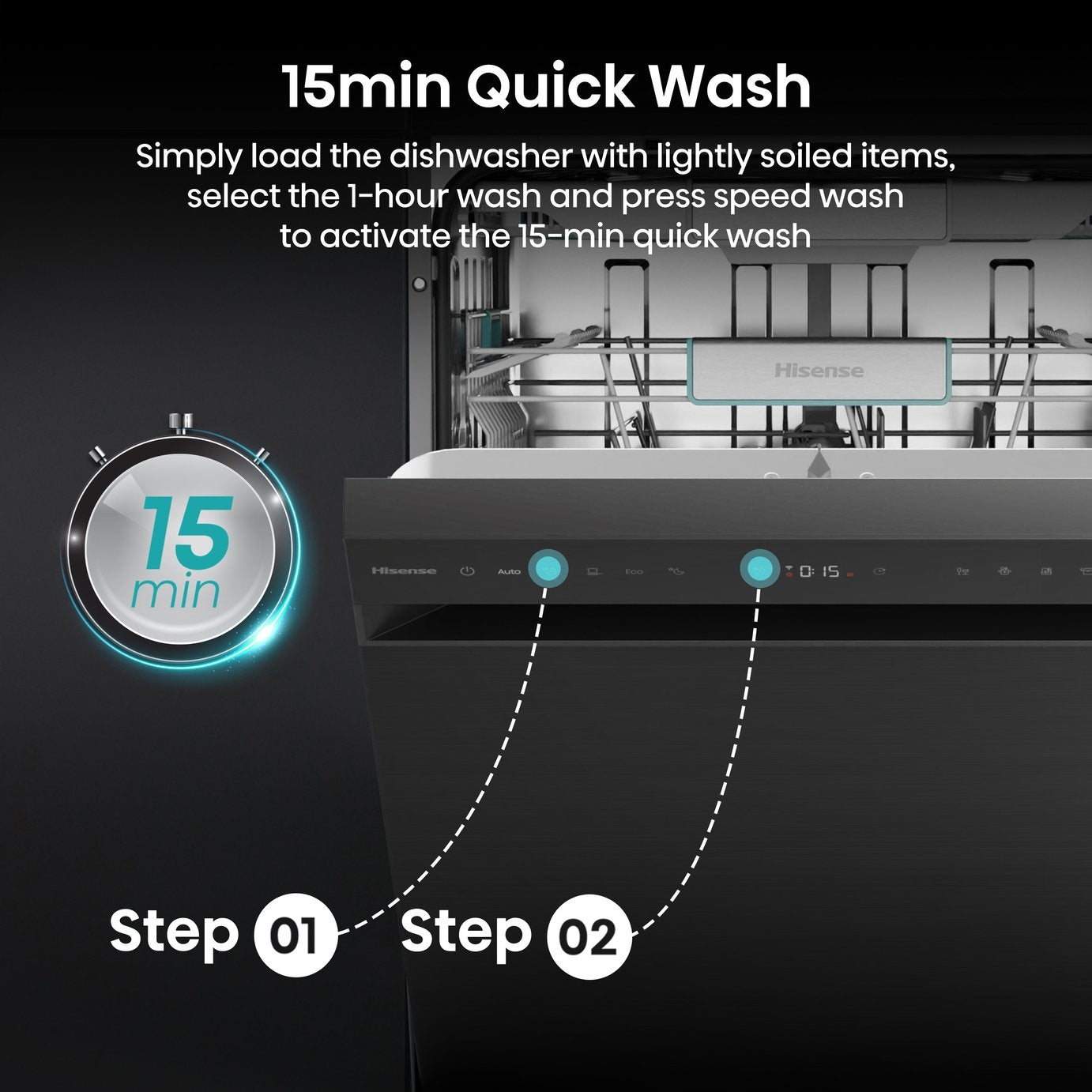 Hisense HS673A90BXUK Full Size Dishwasher - Black