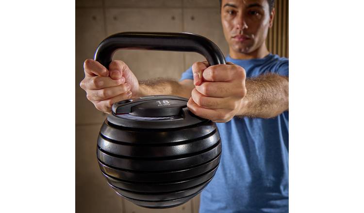 Pro Fitness 7-in-1 18kg Adjustable Kettlebell - Black