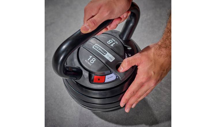 Pro Fitness 7-in-1 18kg Adjustable Kettlebell - Black