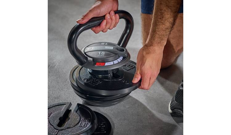 Pro Fitness 7-in-1 18kg Adjustable Kettlebell - Black