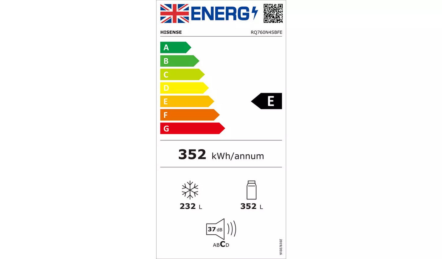 Hisense PureFlat RQ760N4SBFE American Fridge Freezer - Black