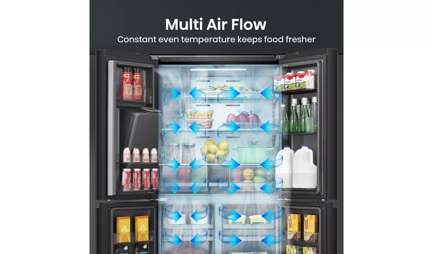 Hisense PureFlat RQ760N4SBFE American Fridge Freezer - Black