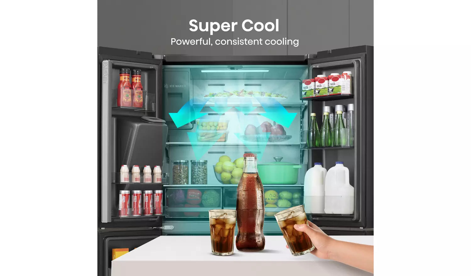 Hisense PureFlat RQ760N4SBFE American Fridge Freezer - Black