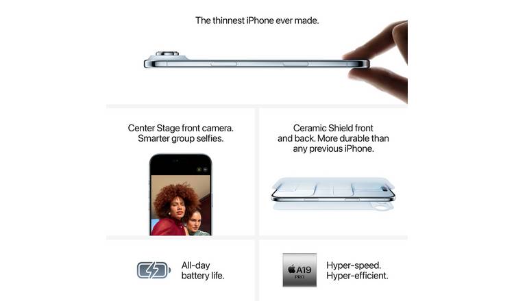 SIM Free iPhone Air 5G 1TB AI Mobile Phone - Cloud White