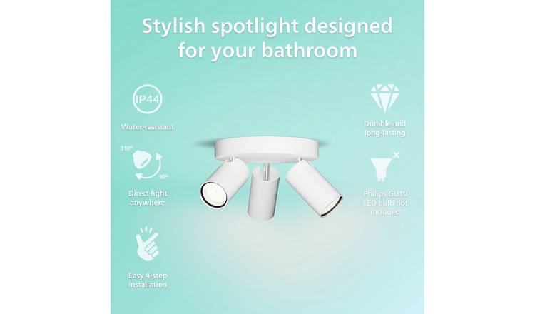 Philips Idris Metal 3 Light Plate Spotlight - White