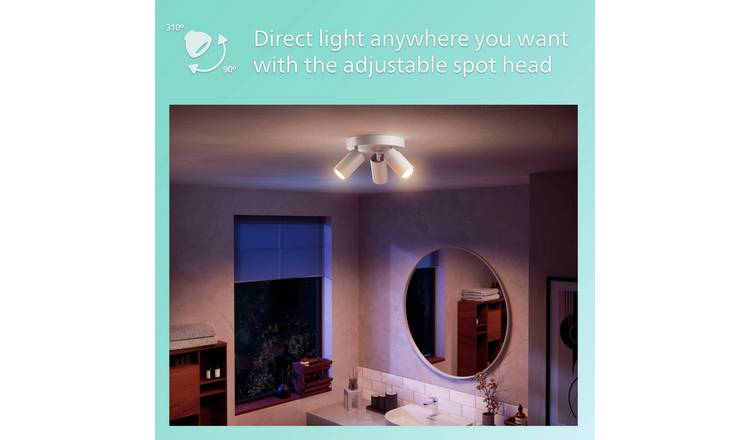 Philips Idris Metal 3 Light Plate Spotlight - White