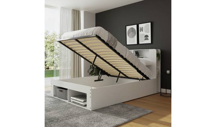 GFW Anya End Lift Double Ottoman Bed - White