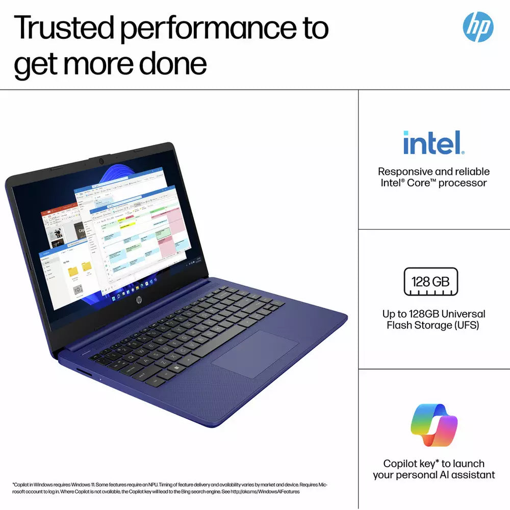 HP 14-dq6001na 14 Inch Intel N150 4GB 128GB Laptop - Blue