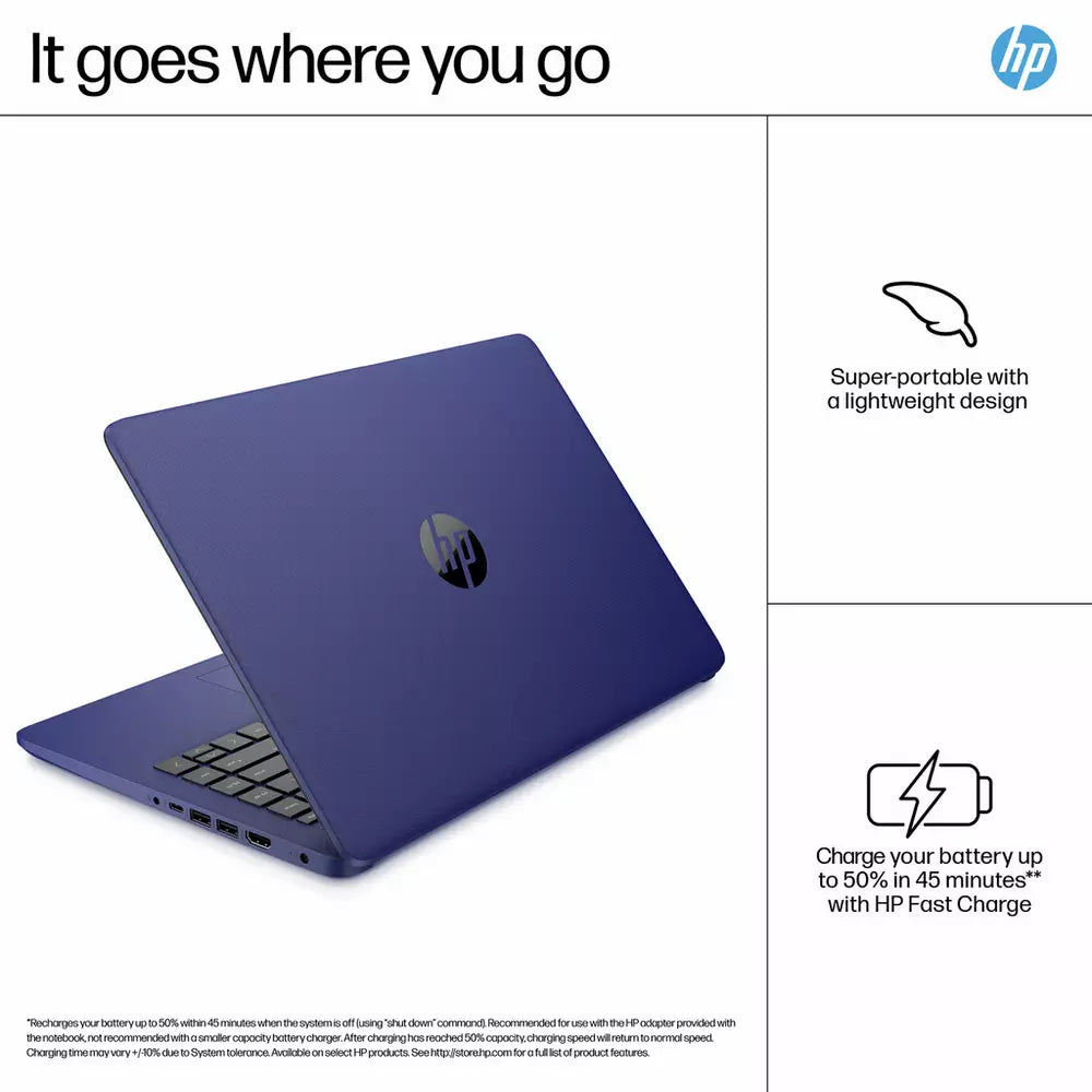 HP 14-dq6001na 14 Inch Intel N150 4GB 128GB Laptop - Blue