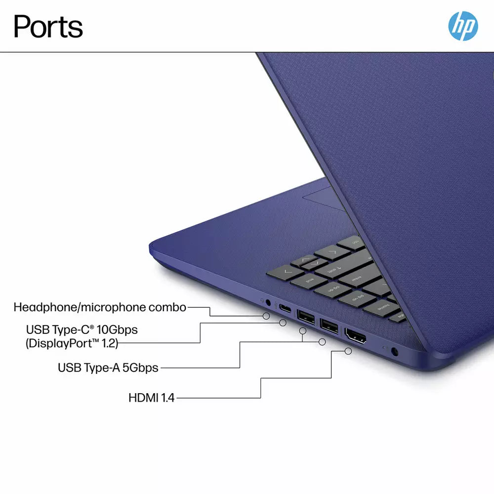 HP 14-dq6001na 14 Inch Intel N150 4GB 128GB Laptop - Blue
