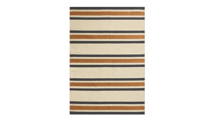 Habitat Stripe Charcoal Flatweave Rug - 120x170cm