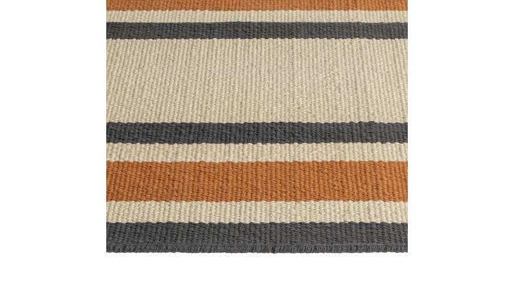 Habitat Stripe Charcoal Flatweave Rug - 120x170cm