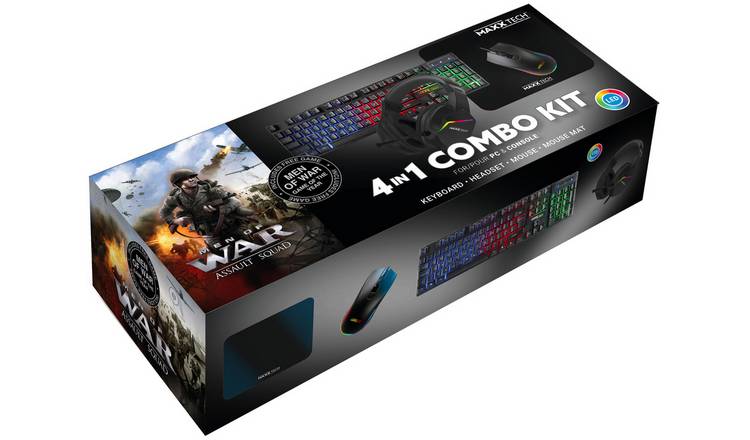 Maxx Tech 4-In-1 Combo Kit Gaming PC Bundle, Men of War Game