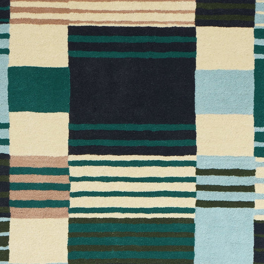 Habitat Archive Broken Stripe Blue Wool Rug - 120x170cm