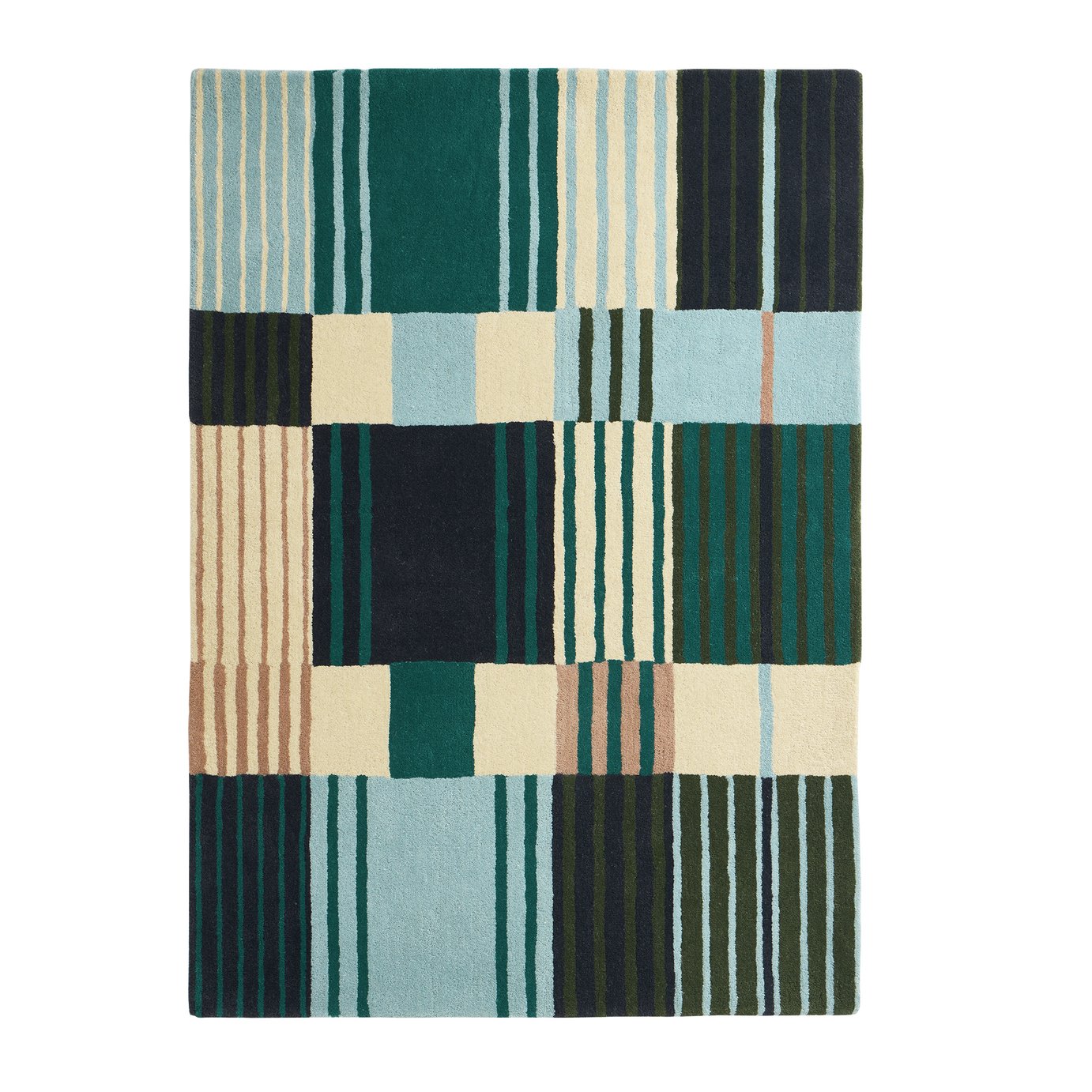 Habitat Archive Broken Stripe Blue Wool Rug - 120x170cm