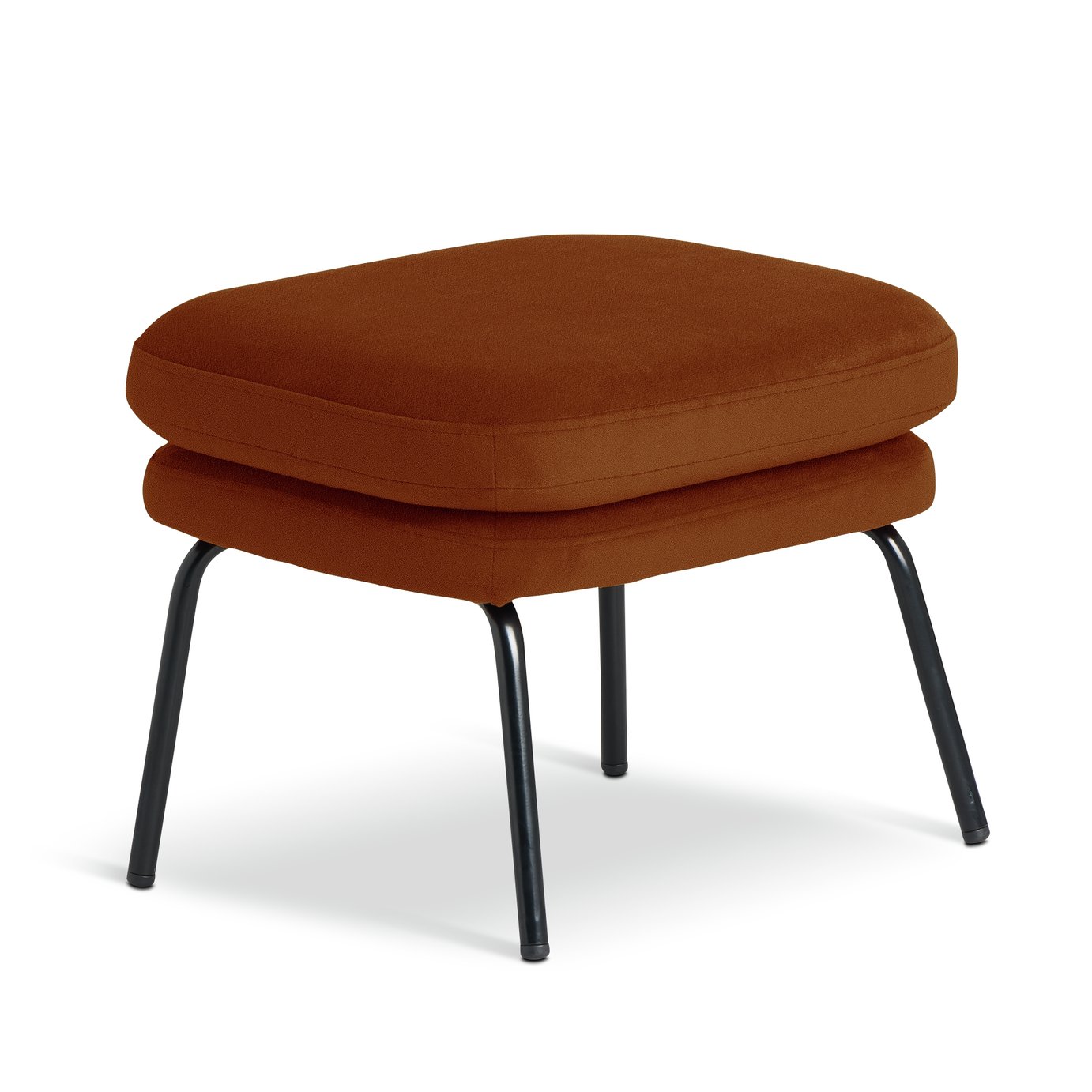 Habitat Celine Velvet Footstool - Orange